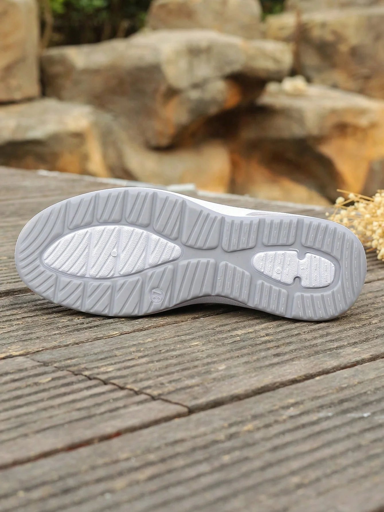 Sporty Sneakers For Women, Floral Embroidered Slip On Rocking Shoes