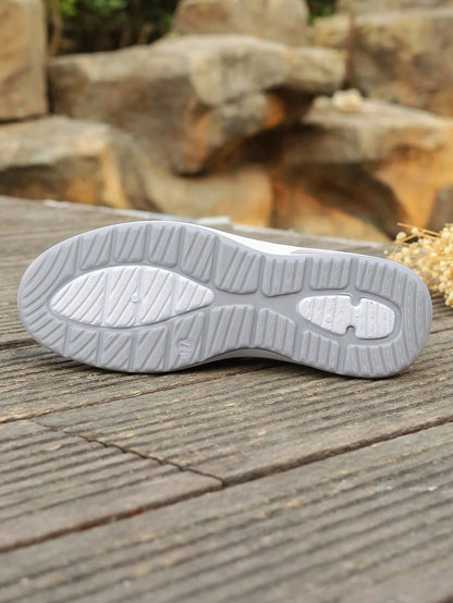 Sporty Sneakers For Women, Floral Embroidered Slip On Rocking Shoes