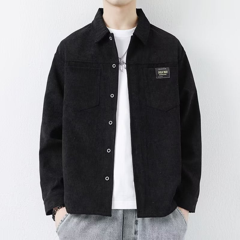 Relaxed Fit Corduroy Coat Black