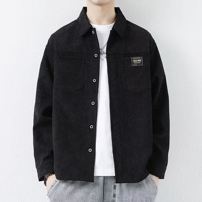 Relaxed Fit Corduroy Coat Black