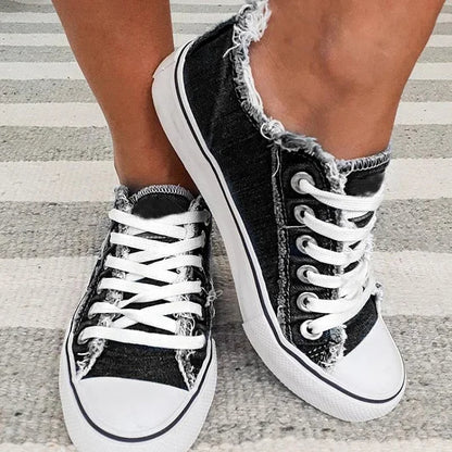 Women's Sneakers Floral Lace-up Canvas Shoes