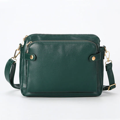Three-Layer Crossbody Leather Shoulder Bag & Clutch