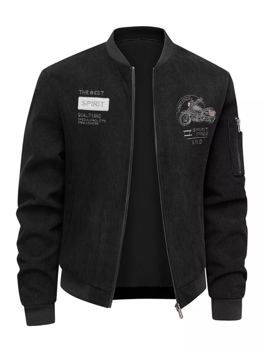 Large Size Fleece Lined Bomber Jacket - OutfitLondon