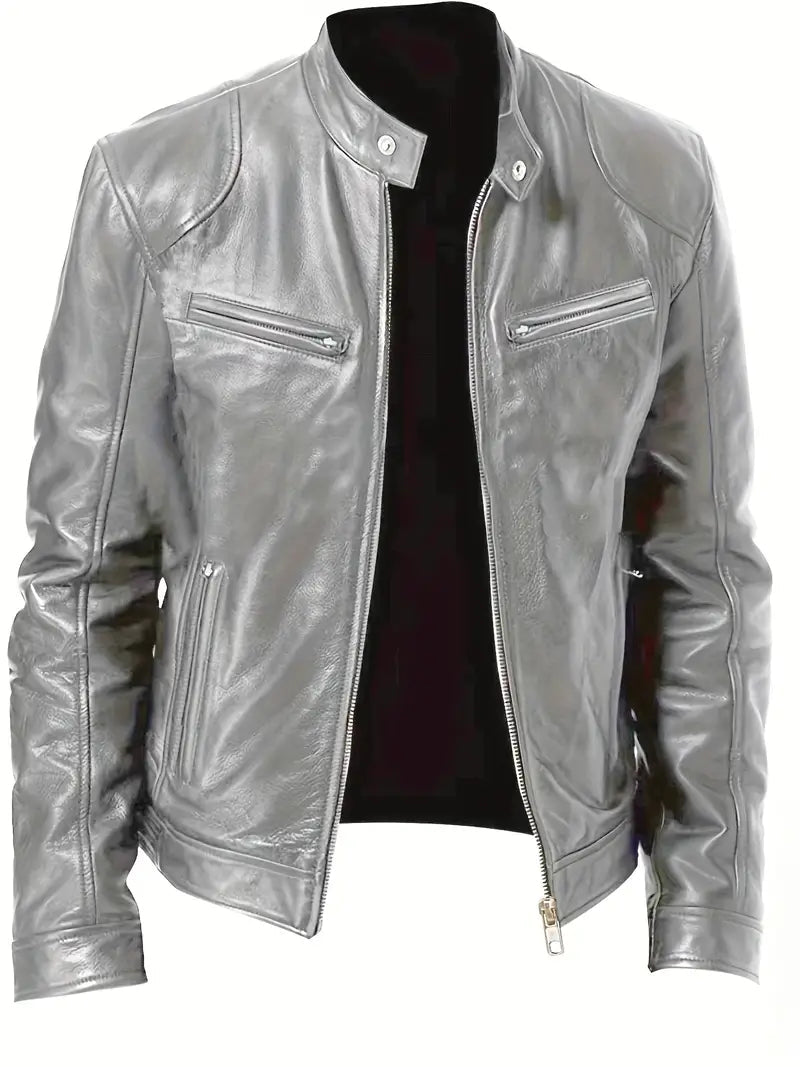 Men's Leather Look Motorcycle Jacket