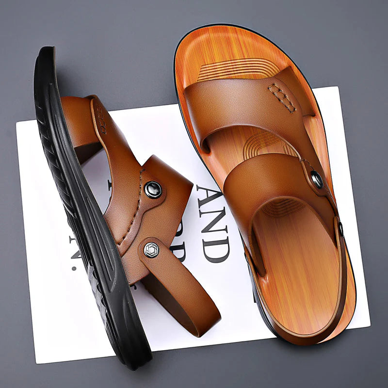 Men Cushioned Leather Sandals