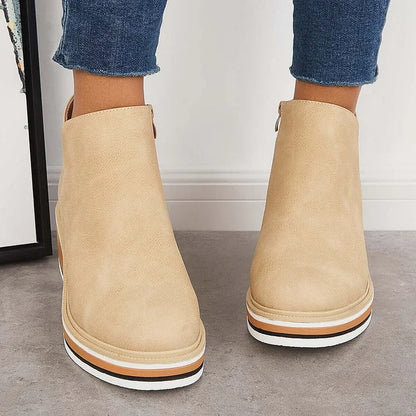 Fashionable Ankle Boots with Side Zipper
