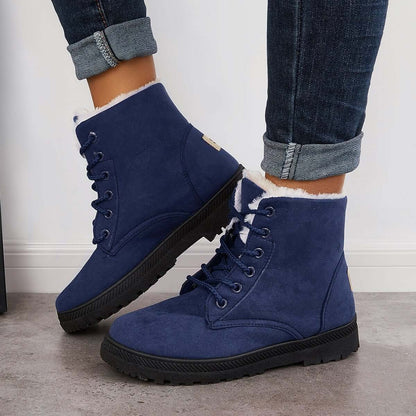 Comfort Warm Fur Flat Waterproof Snow Ankle Boots Cotton Lined Winter Booties