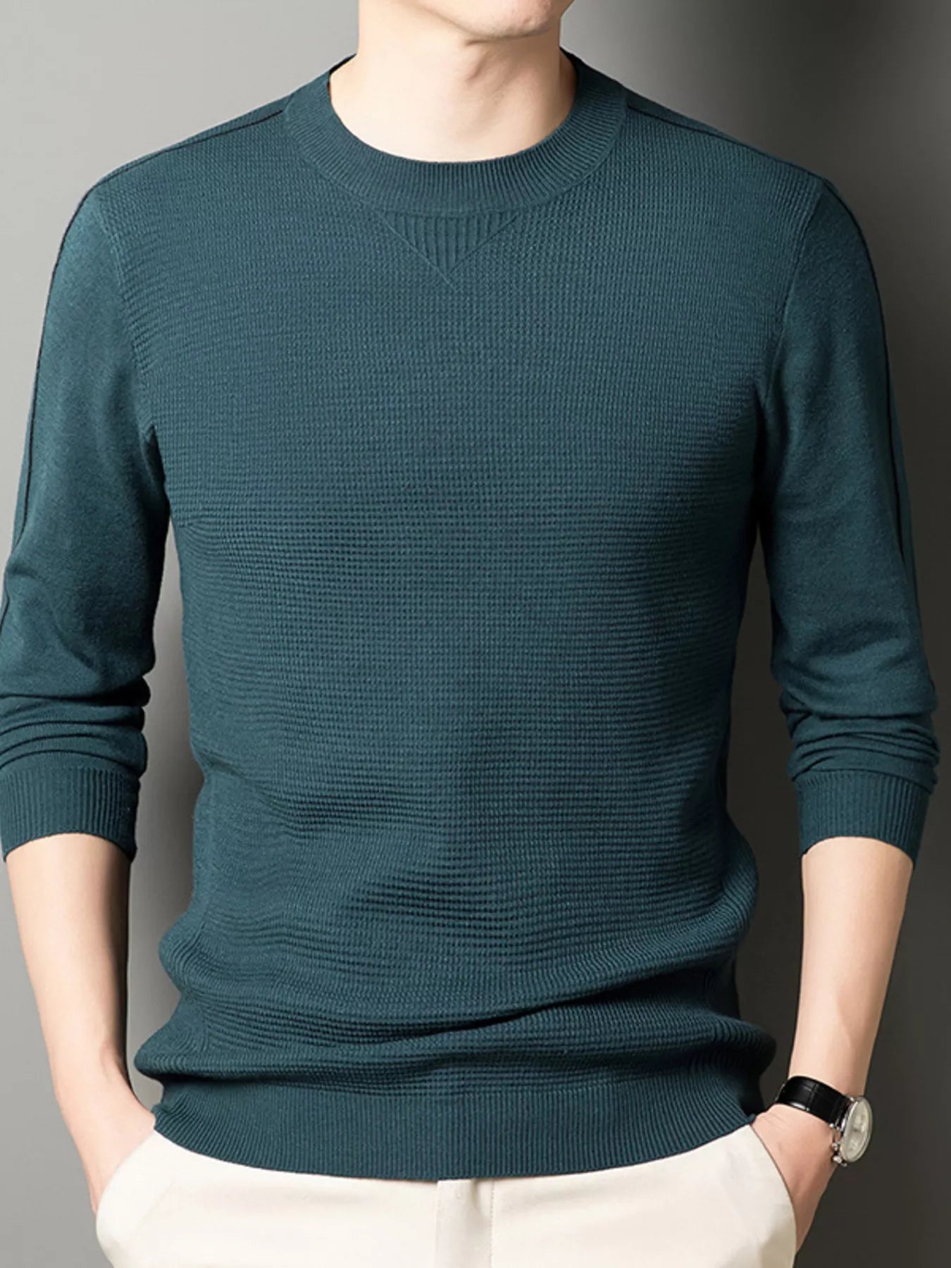 Slim Fit Casual Crew Neck Pullover Sweater
