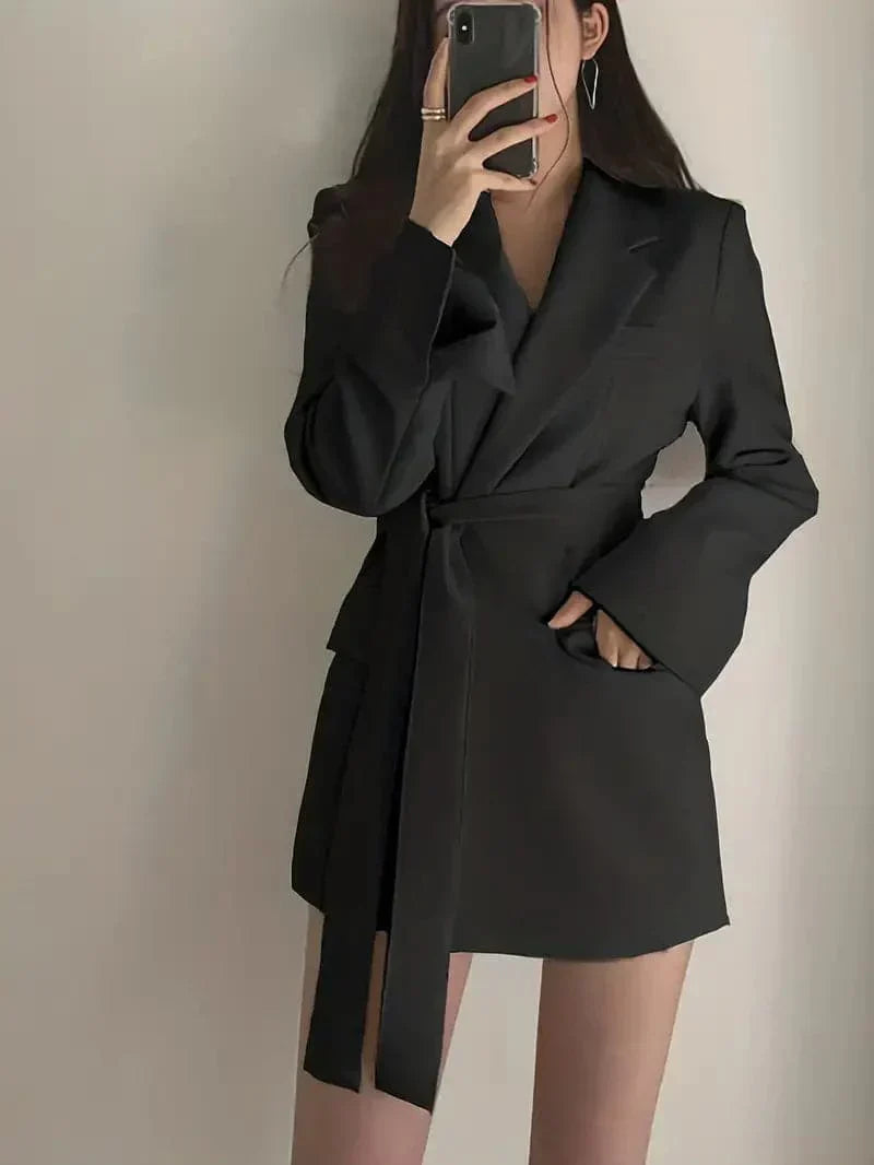 Comfortable Fit Ladies Blazer Dress with Cinch Waist