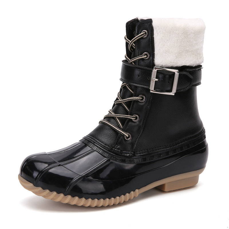 Non Slip Warm Fur Lining Snow Boots Waterproof Duck Ankle Boots