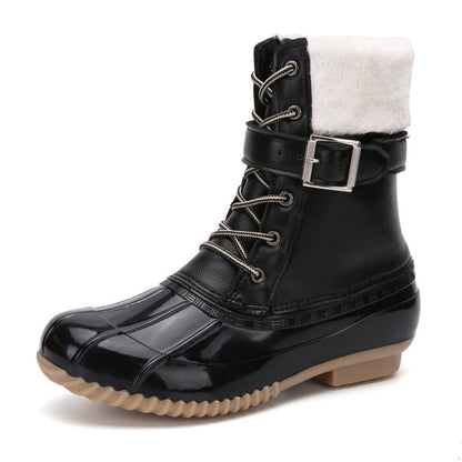 Non Slip Warm Fur Lining Snow Boots Waterproof Duck Ankle Boots