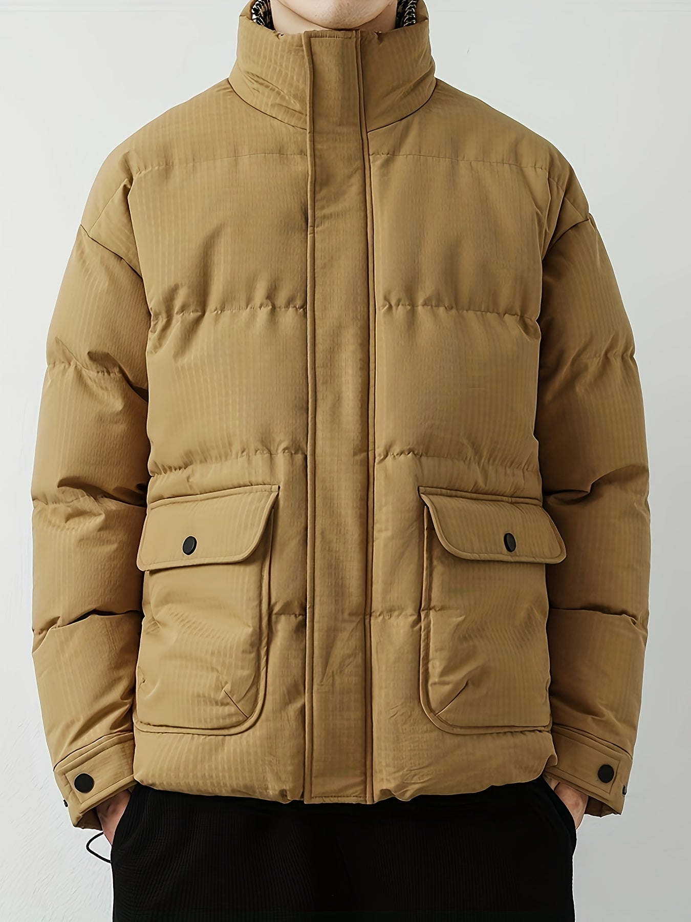 Warm Insulated Black Parka Men's Winter Jacket