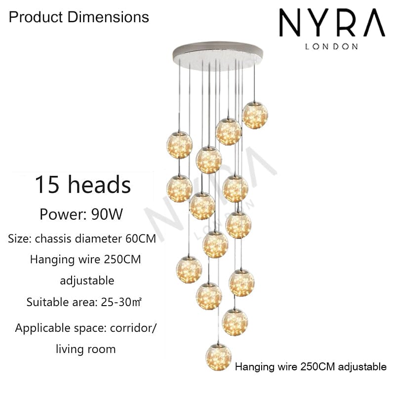 Luxury Round Crystal Stair Light Fixture