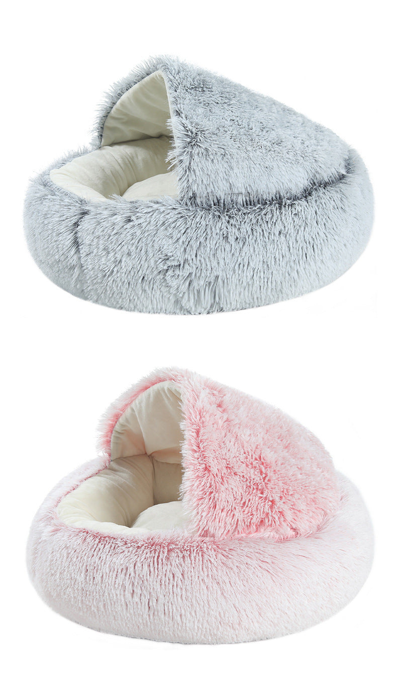 Fluffy Plush Cave Cat Bed