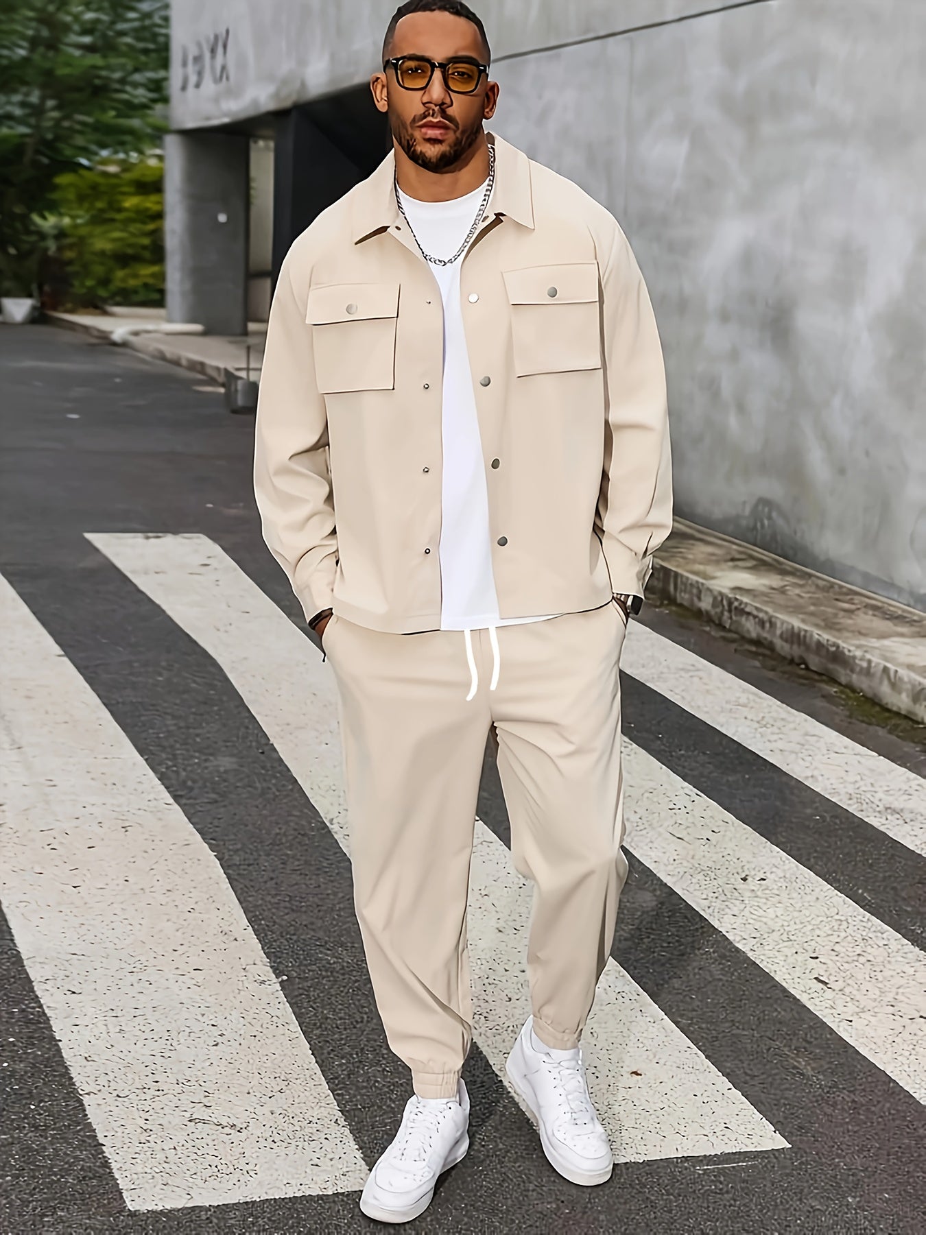 Relaxed Fit Sports Sweater Pantsuit Set - OutfitLondon