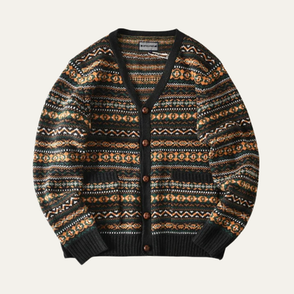 Men's Textured Crew Neck Sweater Cardigan - OutfitLondon