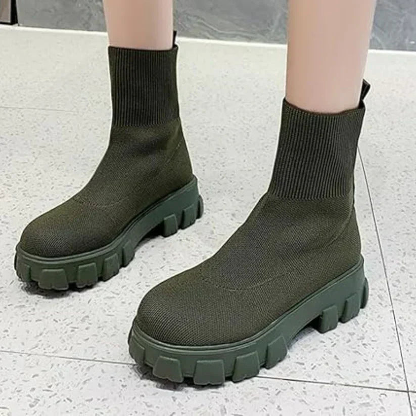 Chic Knit Low Heel Boots