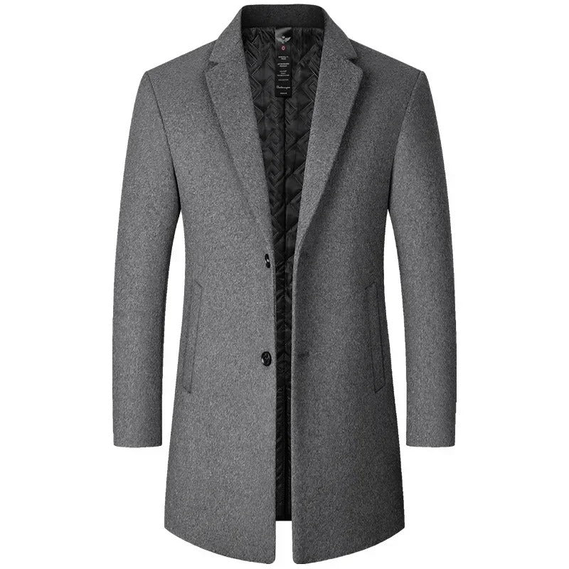 Warm Fleece Lined Wool Winter Coat - OutfitLondon