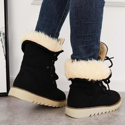 Non Slip Ankle Snow Booties Faux Fur Mid Calf Warm Boots