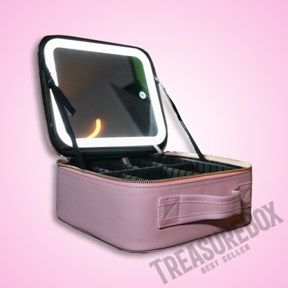 Smart LED Cosmetic Case With Mirror Large Capacity Cosmetic & Toiletry Bags Travel Makeup Case