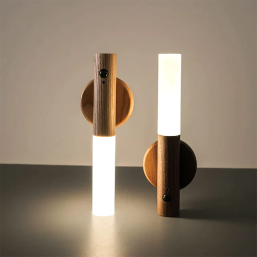 Rotatable Wooden LED Wall Lamp - Magnetic Detachable & Stepless Dimming Rechargeable Wall Light