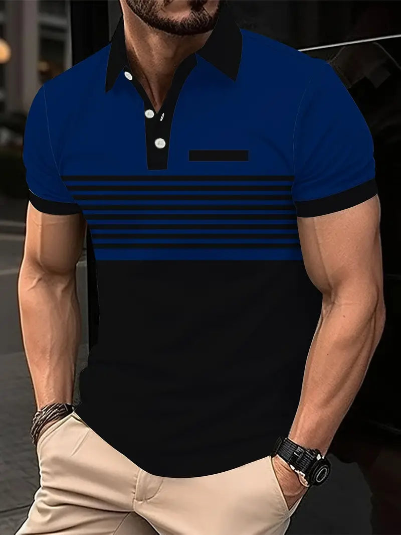 Men's Colorful Stripe Golf Polo Shirts