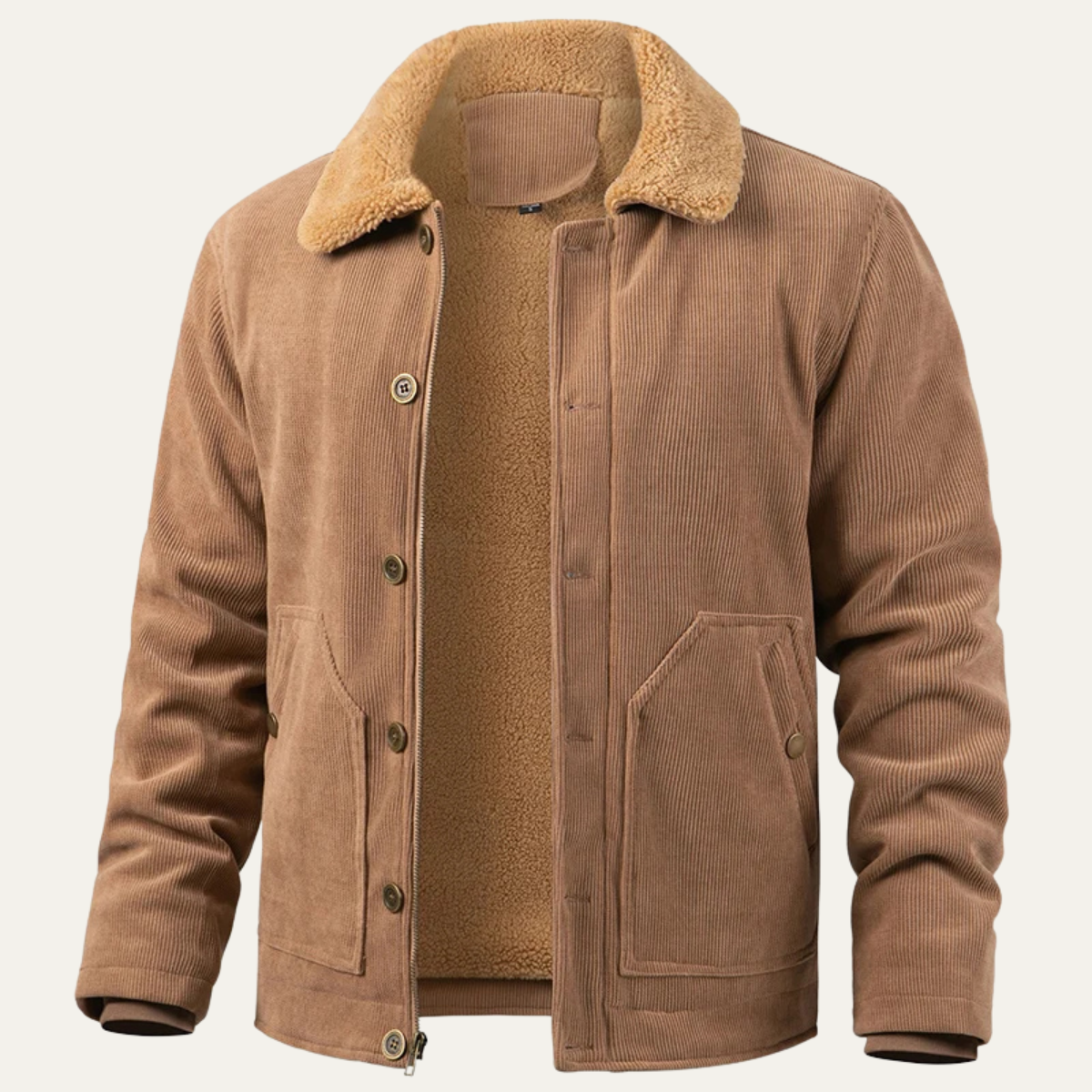 Warm Fleece Lined Men's Corduroy Trucker Jacket