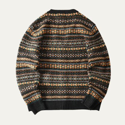 Men's Textured Crew Neck Sweater Cardigan