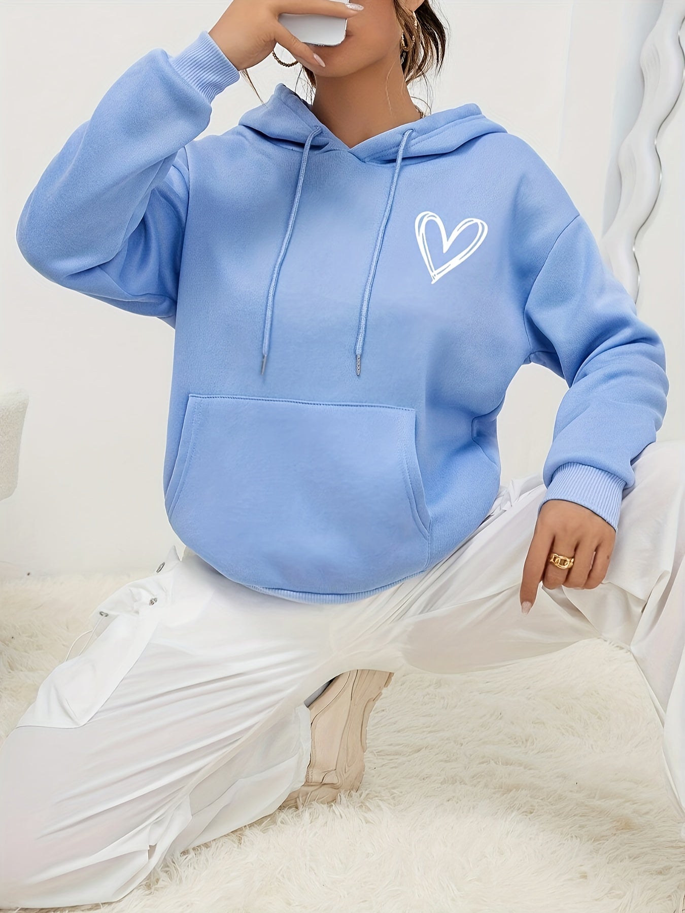 Comfortable Ladies Relaxed Fit Hoodie with Love Design - OutfitLondon