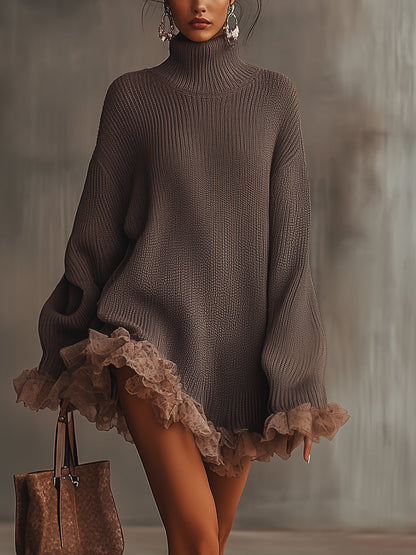 Elegant Knit Pleated Midi Dress - OutfitLondon