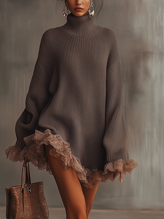 Elegant Knit Pleated Midi Dress - OutfitLondon
