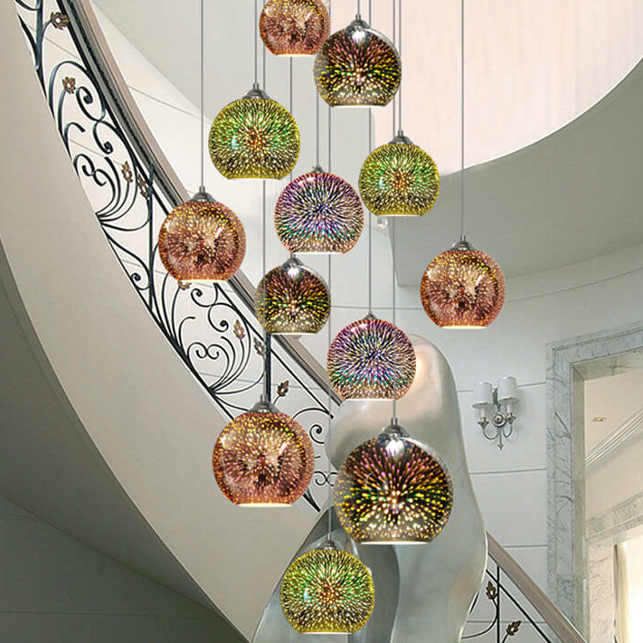 Vibrant Hanging Glass Ceiling Light