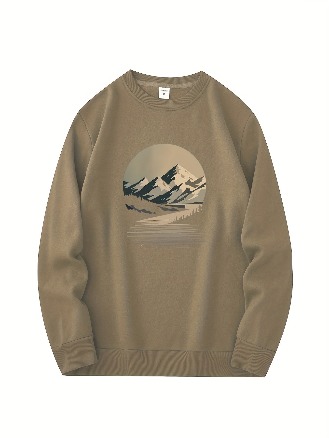Casual Fit Mens Fleece Sweatshirt with Mountain Graphic