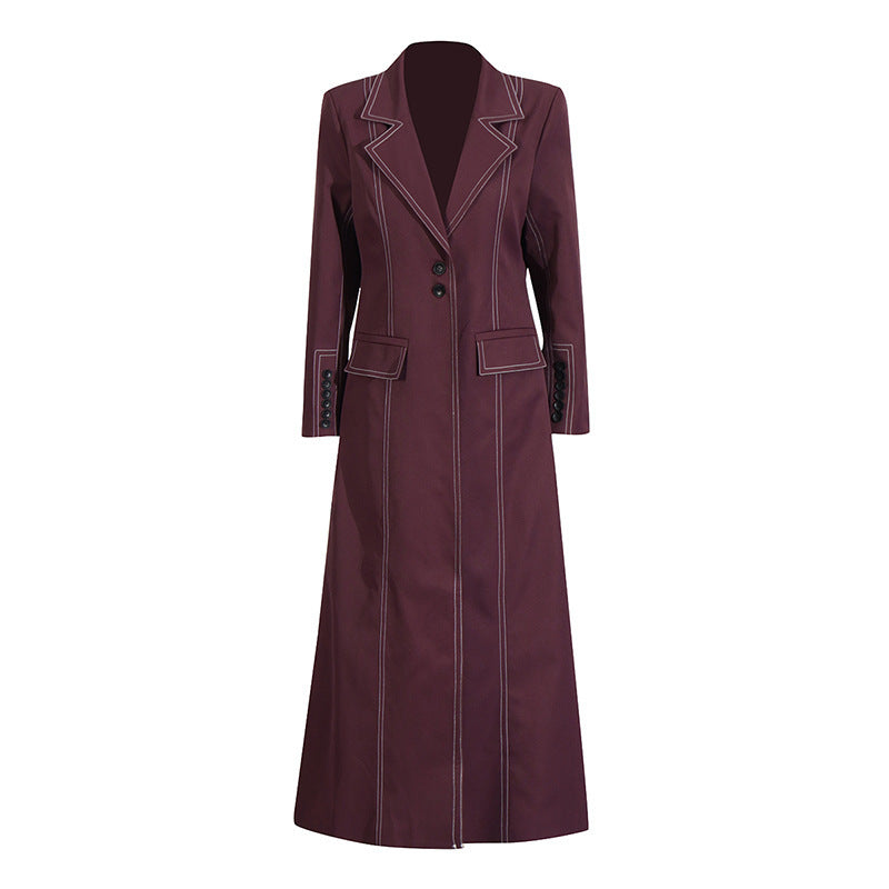 Women's Classic Cotton Blend Long-Sleeve Trench Coat