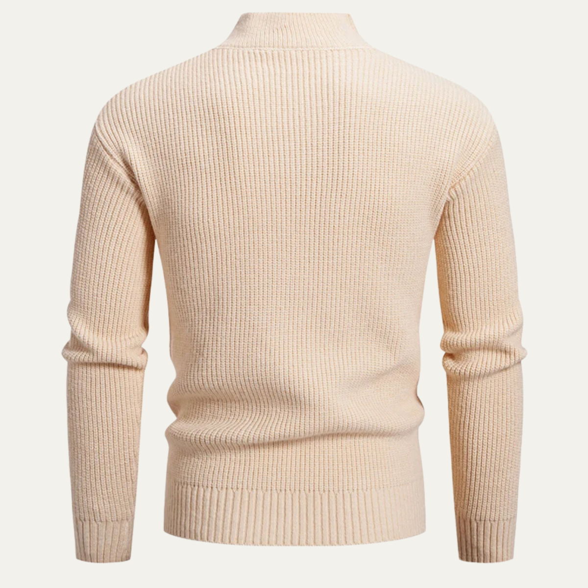 Warm Crew Neck Men's Knit Sweater with Buttons