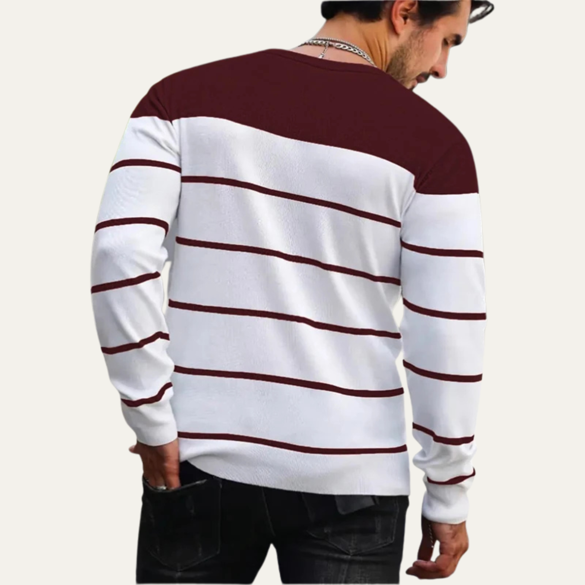 Classic Striped Crew Neck Sweater For Men