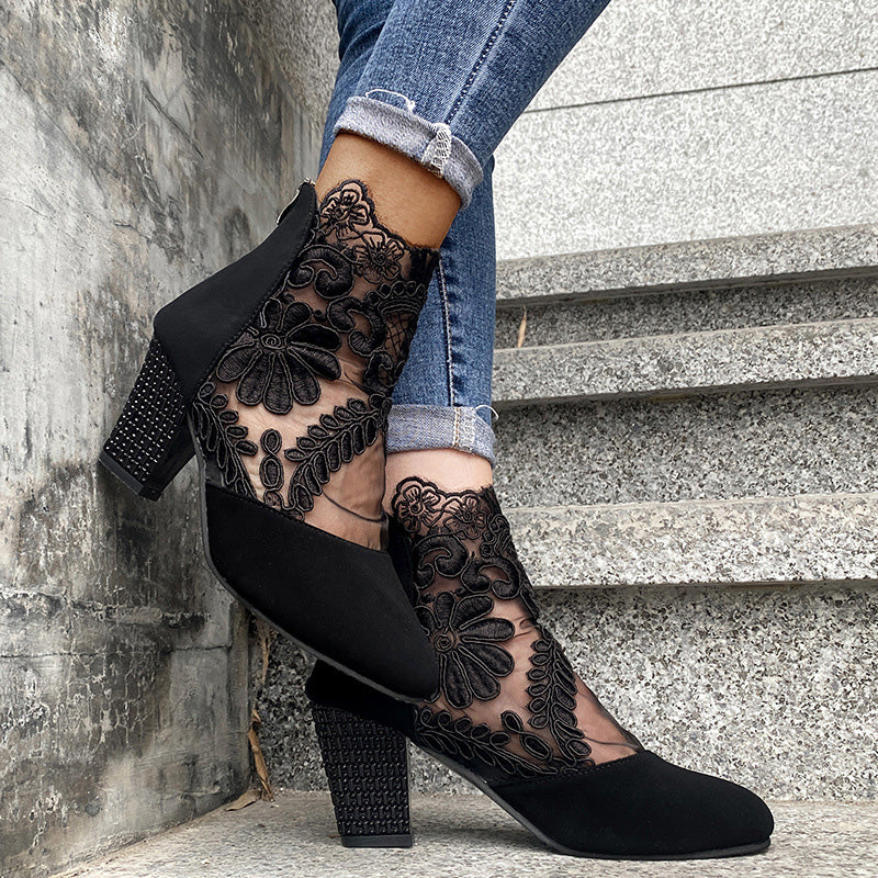 Elegant Lace High Heel Boots