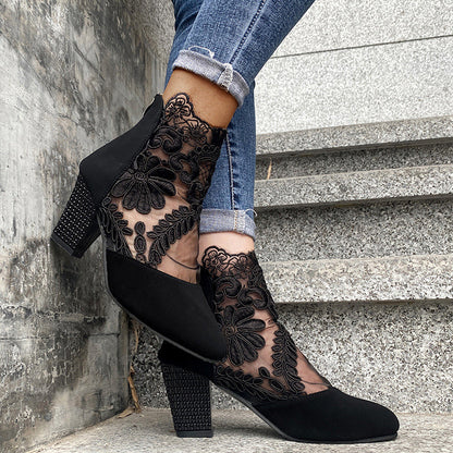 Elegant Lace High Heel Boots