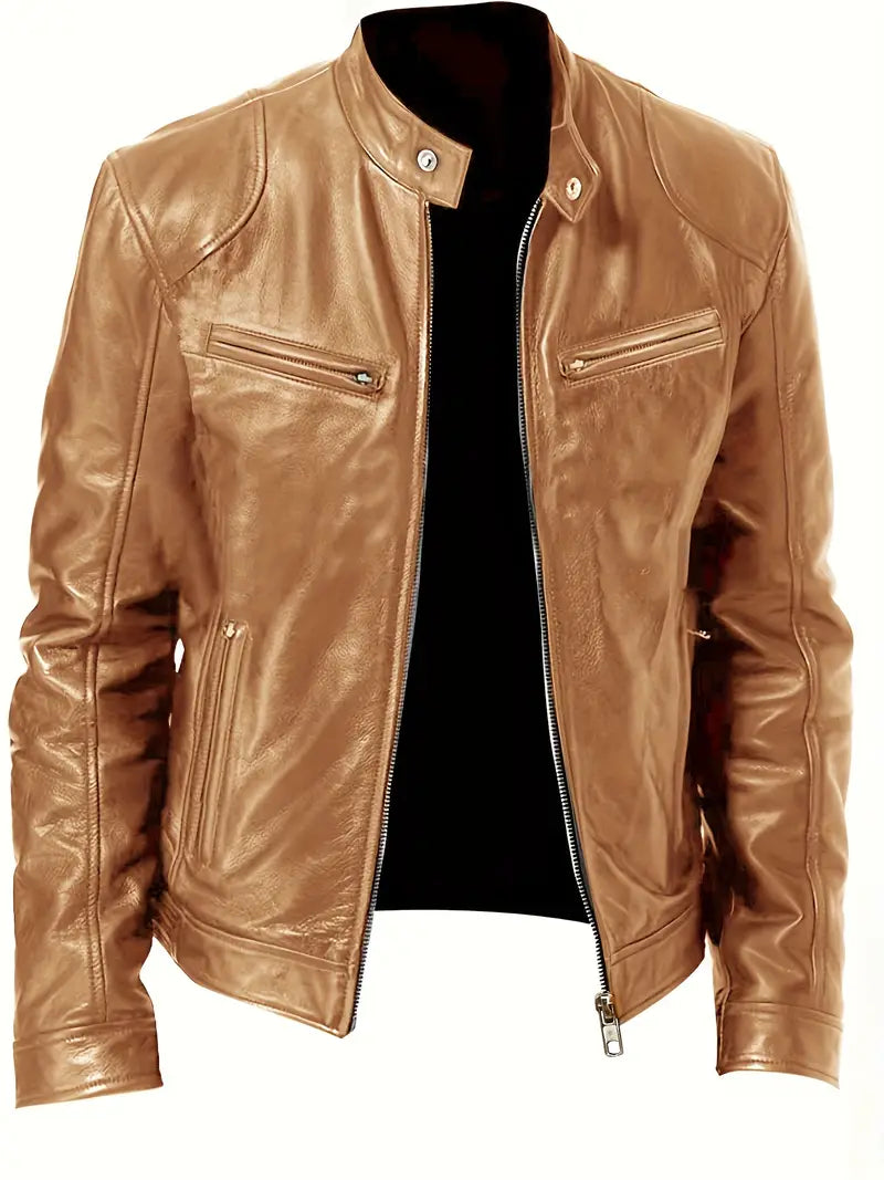 Men's Leather Look Motorcycle Jacket