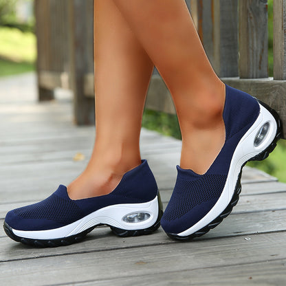 Women's Fly-Woven Fabric Athletic Low Heel Sneakers