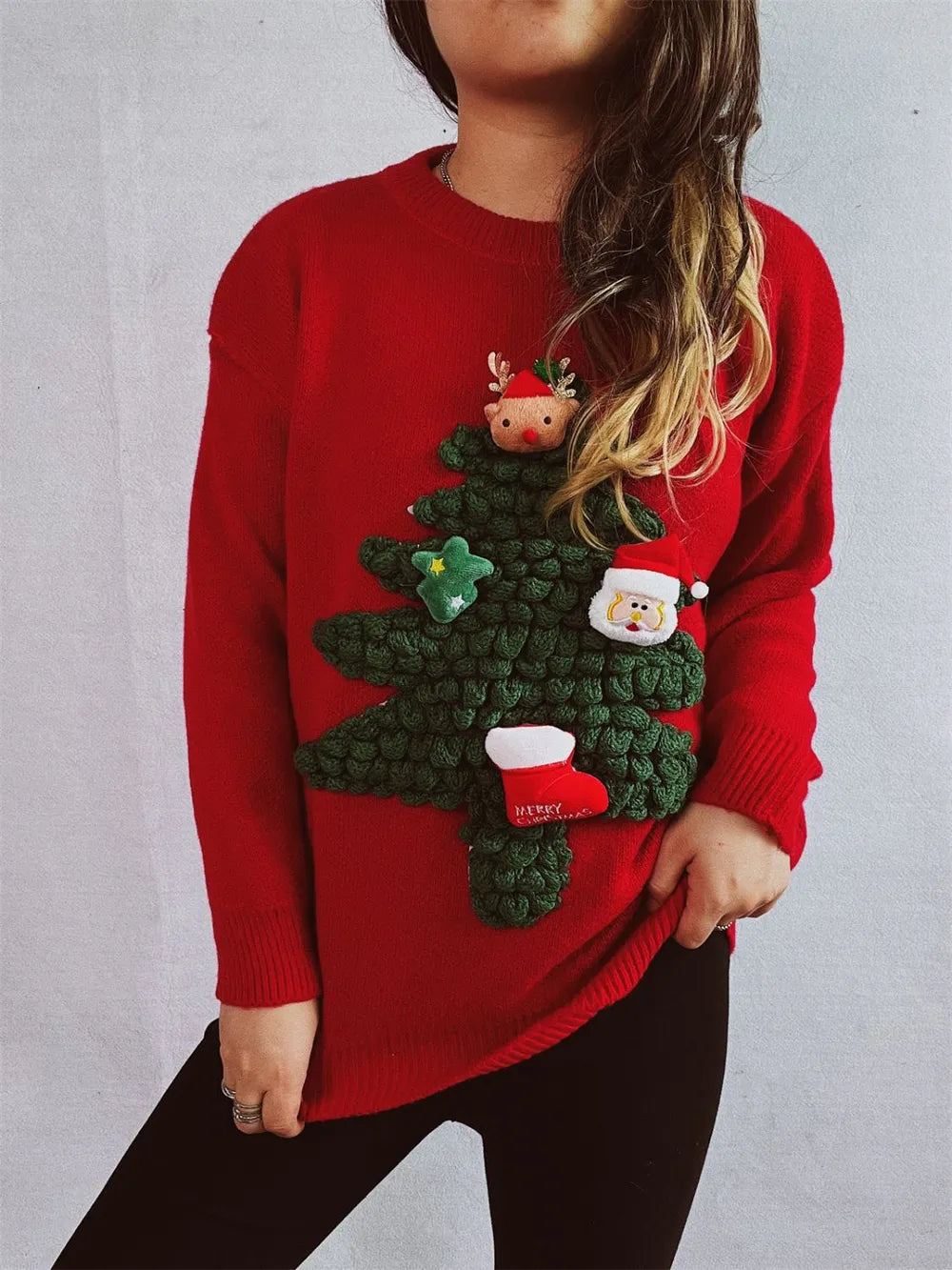 Cozy Christmas Crew Neck Knit Sweater