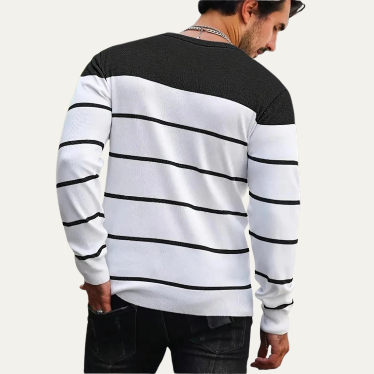 Classic Striped Crew Neck Sweater For Men