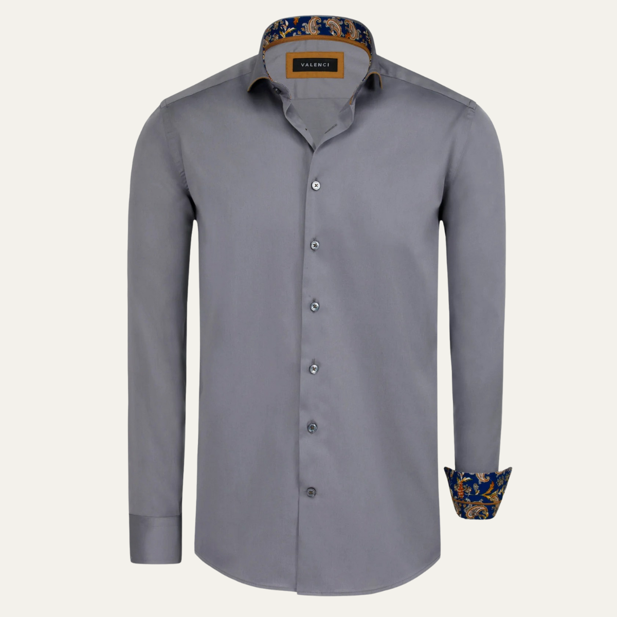 Slim Fit Grey Cotton Dress Shirt for Men - OutfitLondon
