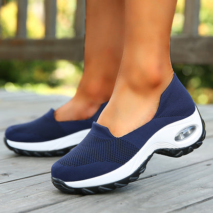 Women's Fly-Woven Fabric Athletic Low Heel Sneakers