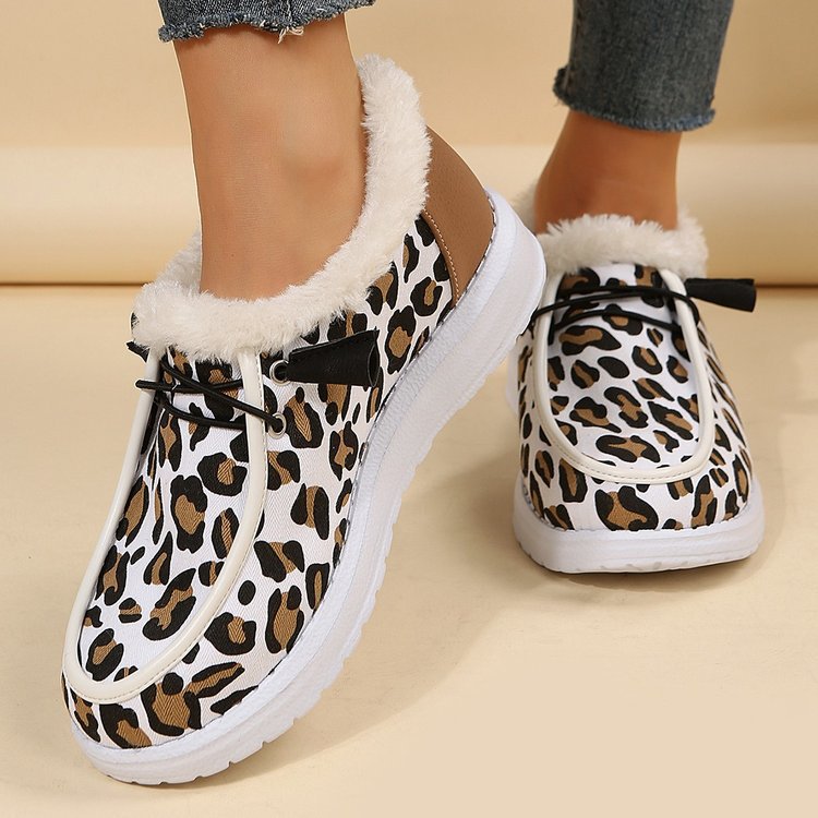 Women Warm Flats Slip on Fur Lining Ankle Snow Boots