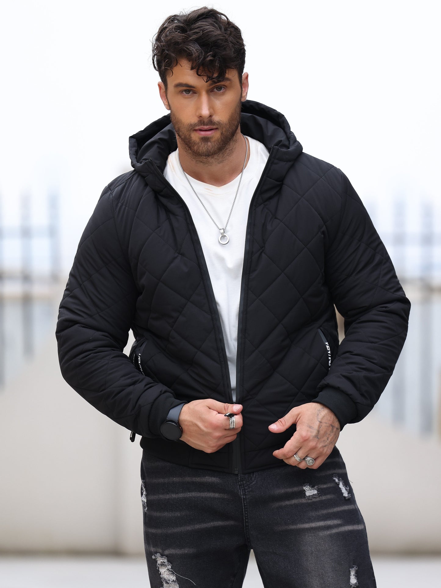 Warm Mens Quilted Snow Jacket