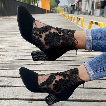 Elegant Lace High Heel Boots