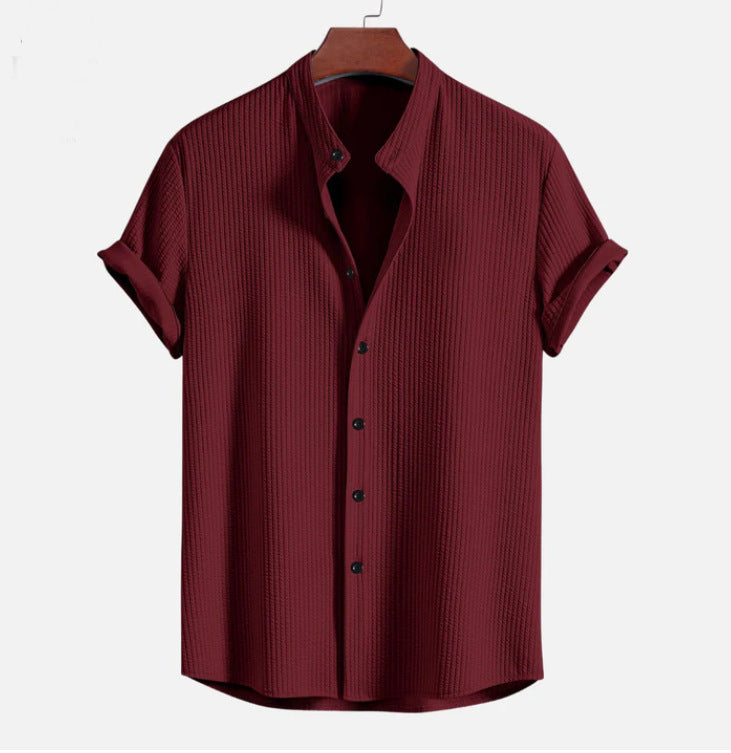 Men's Casual Cotton Short Sleeve Loose Shirt