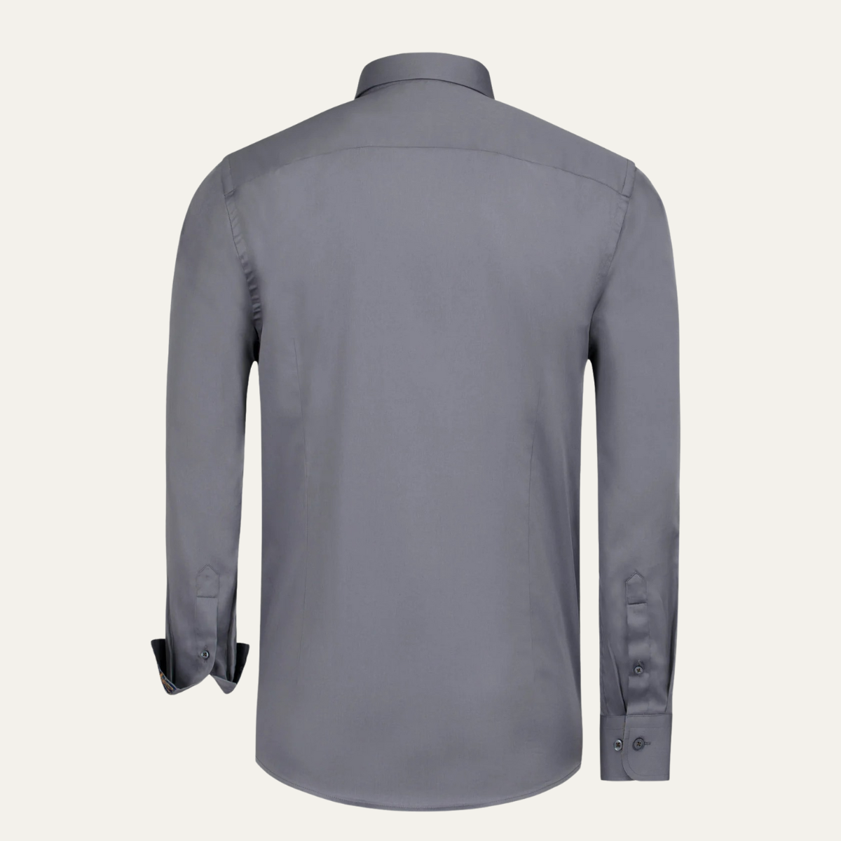 Slim Fit Grey Cotton Dress Shirt for Men