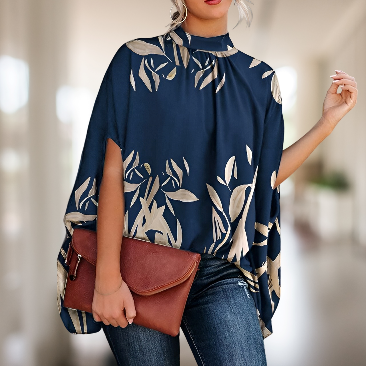 Women's Elegant Floral Loose Fit Top
